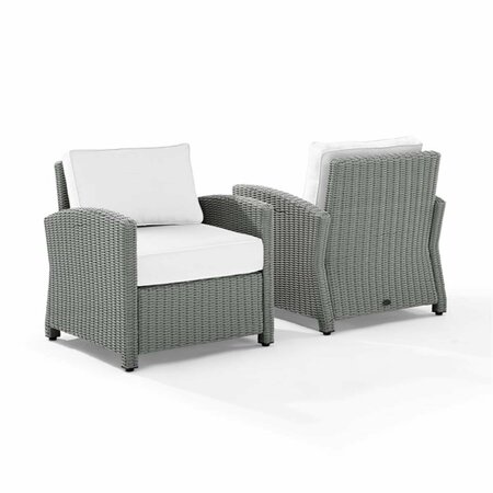 CLAUSTRO Bradenton Outdoor Armchair Set - Sunbrella - 2 Armchairs, White & Gray - 2 Piece CL3051576